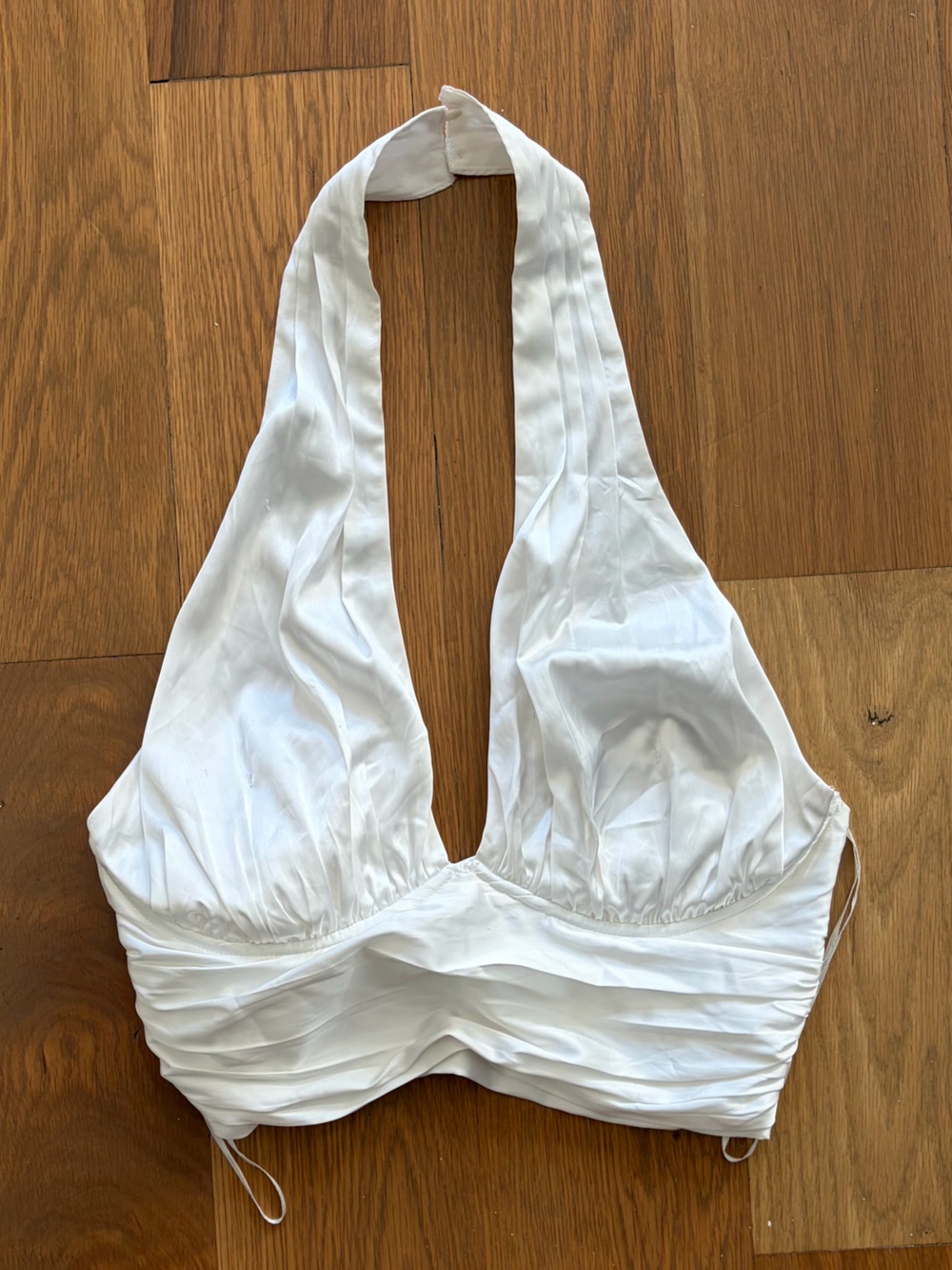 DO+BE White Halter Ruched Tank Top
